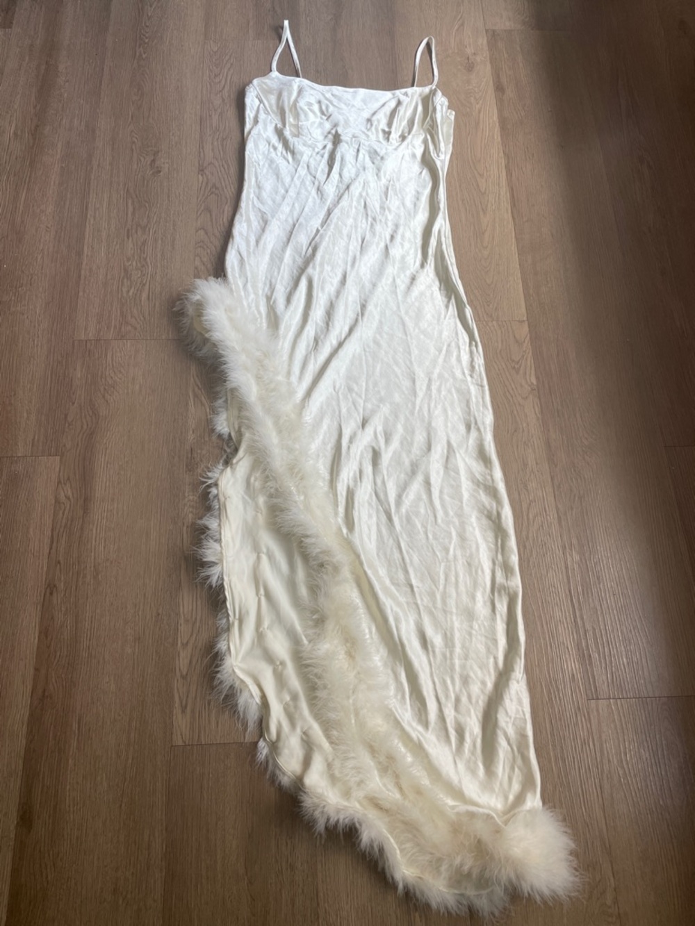 Forever 21 Ivory Satin Slip Dress with Spaghetti Straps